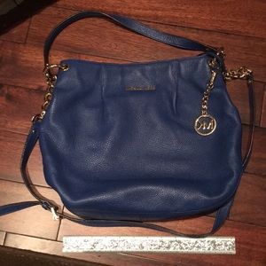 Navy Blue MK leather shoulder bag